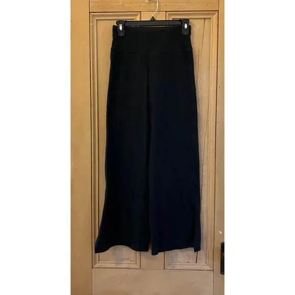 Pact Organic Womens Wide Leg Split Hem Pull On Knit Pants Size XS Black AN EXC - Picture 3 of 11